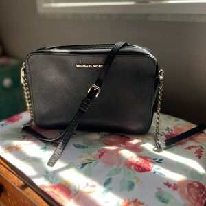 Michael Kors Black Saffiano Leather Crossbody Camera Bag